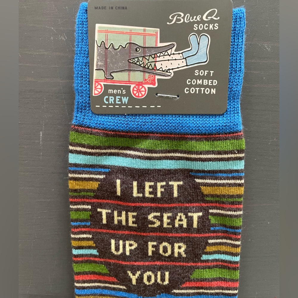 Blue Q Men’s Crew Socks I Left the Seat Up For You Funny Socks